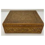 Vintage Collectible Items And Hand Carved And Inlayed Wooden Box