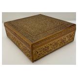 Vintage Collectible Items And Hand Carved And Inlayed Wooden Box