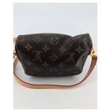 Louis Vuitton Monogram Canvas Crossbody Bag With Tan Leather Strap Louis Vuitton Monogram Canvas Crossbody Bag With Tan Leather Strap