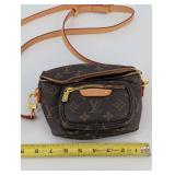 Louis Vuitton Monogram Canvas Crossbody Bag With Tan Leather Strap Louis Vuitton Monogram Canvas Crossbody Bag With Tan Leather Strap