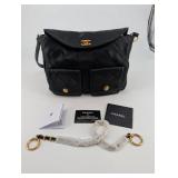Chanel Black Quilted Leather Shoulder Bag with Gold CC Turn-Lock & 2 Front Pockets Chanel Black Quilted Leather Shoulder Bag with Gold CC Turn-Lock & 2 Front Pockets