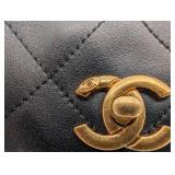 Chanel Black Quilted Leather Shoulder Bag with Gold CC Turn-Lock & 2 Front Pockets Chanel Black Quilted Leather Shoulder Bag with Gold CC Turn-Lock & 2 Front Pockets