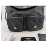 Chanel Black Quilted Leather Shoulder Bag with Gold CC Turn-Lock & 2 Front Pockets Chanel Black Quilted Leather Shoulder Bag with Gold CC Turn-Lock & 2 Front Pockets