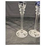 Michael Weeks 2005 Blue Frosted Etched Champagne Flutes - Set of 2 Michael Weeks 2005 Blue Frosted Etched Champagne Flutes - Set of 2