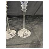 Michael Weeks 2005 Blue Frosted Etched Champagne Flutes - Set of 2 Michael Weeks 2005 Blue Frosted Etched Champagne Flutes - Set of 2