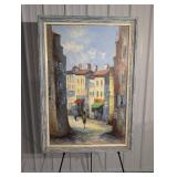 City Street Landscape by Paul Dubois - Framed Oil Painting 40 x 28 in City Street Landscape by Paul Dubois - Framed Oil Painting 40 x 28 in