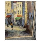 City Street Landscape by Paul Dubois - Framed Oil Painting 40 x 28 in City Street Landscape by Paul Dubois - Framed Oil Painting 40 x 28 in