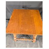 Antique Oak End Table with Turned Legs and Lower Stretchers Antique Oak End Table with Turned Legs and Lower Stretchers