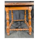 Antique Oak End Table with Turned Legs and Lower Stretchers Antique Oak End Table with Turned Legs and Lower Stretchers