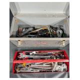 Craftsman Metal Toolbox with Red Plastic Tray Full of Hand Tools Craftsman Metal Toolbox with Red Plastic Tray Full of Hand Tools