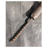 Vintage Hand Drill Brace with Wooden Grip and Long Auger Bit - Made in USA Vintage Hand Drill Brace with Wooden Grip and Long Auger Bit - Made in USA