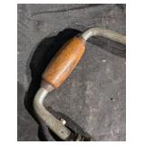 Vintage Hand Drill Brace with Wooden Grip and Long Auger Bit - Made in USA Vintage Hand Drill Brace with Wooden Grip and Long Auger Bit - Made in USA
