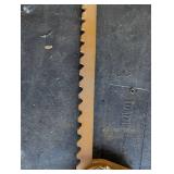 Vintage Long Serrated Blade Saw with Spring-Loaded Clamp Vintage Long Serrated Blade Saw with Spring-Loaded Clamp
