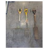 Garden Tools Set - Rake, 4-Tine Fork & Shovel Garden Tools Set - Rake, 4-Tine Fork & Shovel