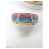 Speckled Ceramic Bowl Set with Nested Cup - Colorful Rim Pattern, 2-Piece Speckled Ceramic Bowl Set with Nested Cup - Colorful Rim Pattern, 2-Piece