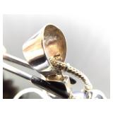 .925 Sterling Silver Abalone and Black Pearl Cross Pendant and Thick Necklace .925 Sterling Silver Abalone and Black Pearl Cross Pendant and Thick Necklace