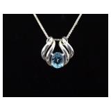 .925 Sterling Silver Topaz Crystal Slider Pendant Necklace .925 Sterling Silver Topaz Crystal Slider Pendant Necklace
