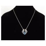 .925 Sterling Silver Topaz Crystal Slider Pendant Necklace .925 Sterling Silver Topaz Crystal Slider Pendant Necklace