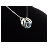 .925 Sterling Silver Topaz Crystal Slider Pendant Necklace .925 Sterling Silver Topaz Crystal Slider Pendant Necklace