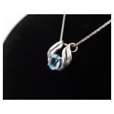 .925 Sterling Silver Topaz Crystal Slider Pendant Necklace .925 Sterling Silver Topaz Crystal Slider Pendant Necklace