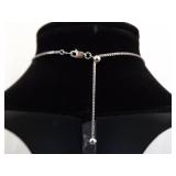 .925 Sterling Silver Topaz Crystal Slider Pendant Necklace .925 Sterling Silver Topaz Crystal Slider Pendant Necklace