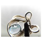 .925 Sterling Silver Topaz Crystal Slider Pendant Necklace .925 Sterling Silver Topaz Crystal Slider Pendant Necklace