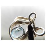 .925 Sterling Silver Topaz Crystal Slider Pendant Necklace .925 Sterling Silver Topaz Crystal Slider Pendant Necklace