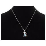 .925 Sterling Silver Topaz Cat Pendant Necklace .925 Sterling Silver Topaz Cat Pendant Necklace