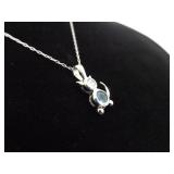 .925 Sterling Silver Topaz Cat Pendant Necklace .925 Sterling Silver Topaz Cat Pendant Necklace