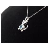 .925 Sterling Silver Topaz Cat Pendant Necklace .925 Sterling Silver Topaz Cat Pendant Necklace