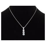 .925 Sterling Silver Stacked Topaz Crystal Pendant Necklace .925 Sterling Silver Stacked Topaz Crystal Pendant Necklace