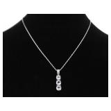 .925 Sterling Silver Stacked Topaz Crystal Pendant Necklace .925 Sterling Silver Stacked Topaz Crystal Pendant Necklace