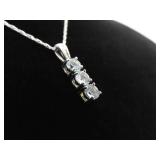 .925 Sterling Silver Stacked Topaz Crystal Pendant Necklace .925 Sterling Silver Stacked Topaz Crystal Pendant Necklace