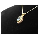 .925 Sterling Silver Marquise Topaz Crystal Vermeil Pendant Necklace .925 Sterling Silver Marquise Topaz Crystal Vermeil Pendant Necklace