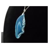 .925 Sterling Silver Blue Agate Pendant Necklace .925 Sterling Silver Blue Agate Pendant Necklace