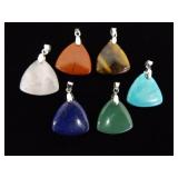 .925 Sterling Silver Semi Precious Stone Set Pendant Necklace .925 Sterling Silver Semi Precious Stone Set Pendant Necklace