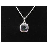 .925 Sterling Silver Mystic Amethyst Crystal Pendant Necklace .925 Sterling Silver Mystic Amethyst Crystal Pendant Necklace