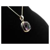 .925 Sterling Silver Mystic Amethyst Crystal Pendant Necklace .925 Sterling Silver Mystic Amethyst Crystal Pendant Necklace