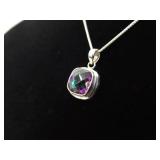.925 Sterling Silver Mystic Amethyst Crystal Pendant Necklace .925 Sterling Silver Mystic Amethyst Crystal Pendant Necklace