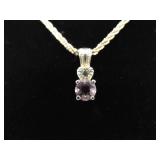 .925 Sterling Silver Amethyst Crystal Pendant Necklace .925 Sterling Silver Amethyst Crystal Pendant Necklace
