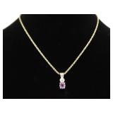 .925 Sterling Silver Amethyst Crystal Pendant Necklace .925 Sterling Silver Amethyst Crystal Pendant Necklace