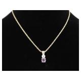 .925 Sterling Silver Amethyst Crystal Pendant Necklace .925 Sterling Silver Amethyst Crystal Pendant Necklace