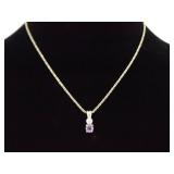 .925 Sterling Silver Amethyst Crystal Pendant Necklace .925 Sterling Silver Amethyst Crystal Pendant Necklace