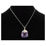 .925 Sterling Silver Semi Polished Raw Amethyst Pendant Necklace .925 Sterling Silver Semi Polished Raw Amethyst Pendant Necklace
