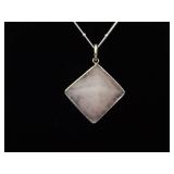 .925 Sterling Silver Rose Quartz Pyramid Pendant Necklace .925 Sterling Silver Rose Quartz Pyramid Pendant Necklace