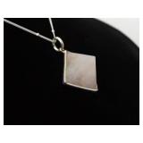 .925 Sterling Silver Rose Quartz Pyramid Pendant Necklace .925 Sterling Silver Rose Quartz Pyramid Pendant Necklace