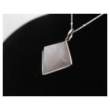 .925 Sterling Silver Rose Quartz Pyramid Pendant Necklace .925 Sterling Silver Rose Quartz Pyramid Pendant Necklace