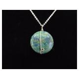 .925 Sterling Silver Green Turquoise Pendant Necklace .925 Sterling Silver Green Turquoise Pendant Necklace