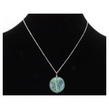 .925 Sterling Silver Green Turquoise Pendant Necklace .925 Sterling Silver Green Turquoise Pendant Necklace