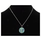 .925 Sterling Silver Green Turquoise Pendant Necklace .925 Sterling Silver Green Turquoise Pendant Necklace